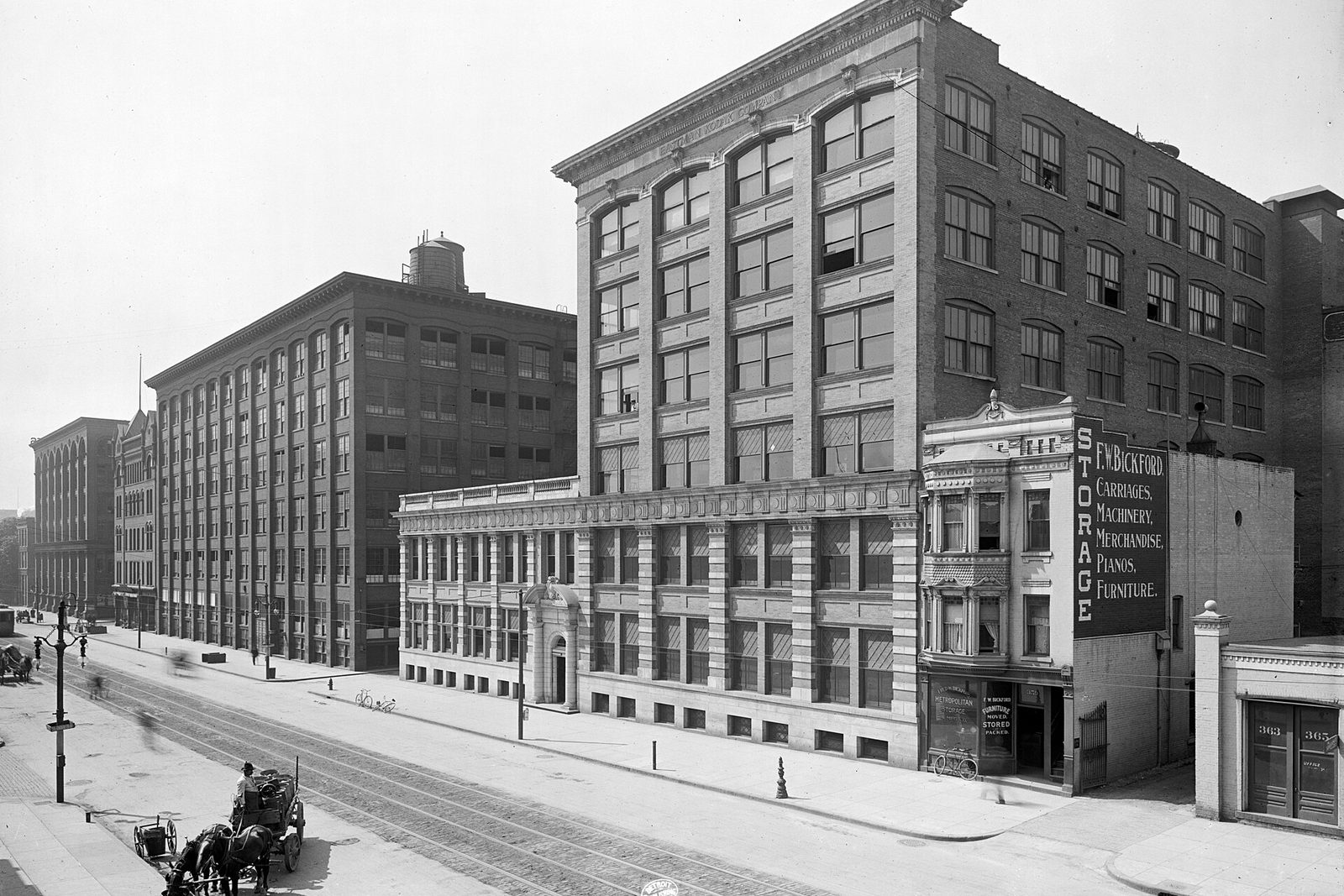 The Eastman Kodak factory and main office buildings in Rochester, New York, in an early twentieth-century photograph